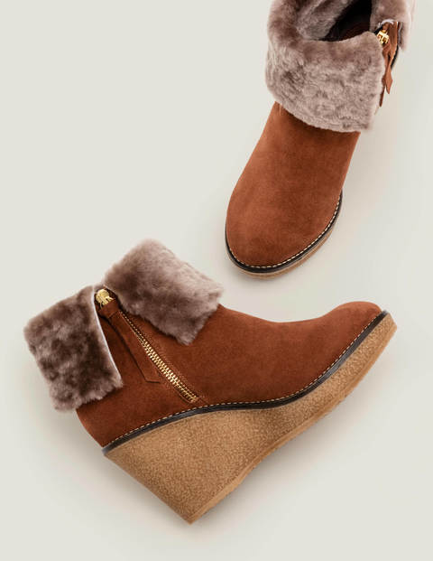 Bottes Compensées Chaldon En Peau De Mouton - Fauve Bottes Compensées Chaldon En Peau De Mouton - Fauve