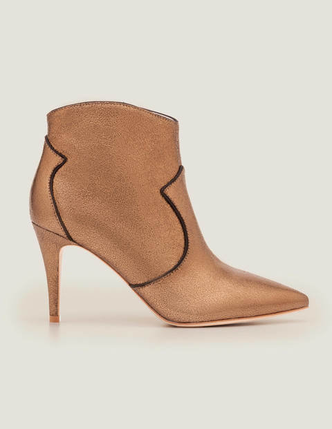 bronze metallic ankle boots