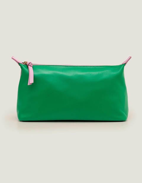Leather Washbag - Navy/Rich Emerald Leather Washbag - Navy/Rich Emerald