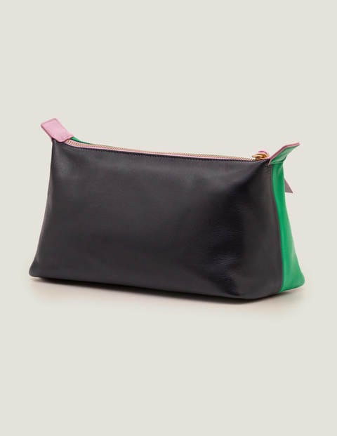 Leather Washbag - Navy/Rich Emerald Leather Washbag - Navy/Rich Emerald