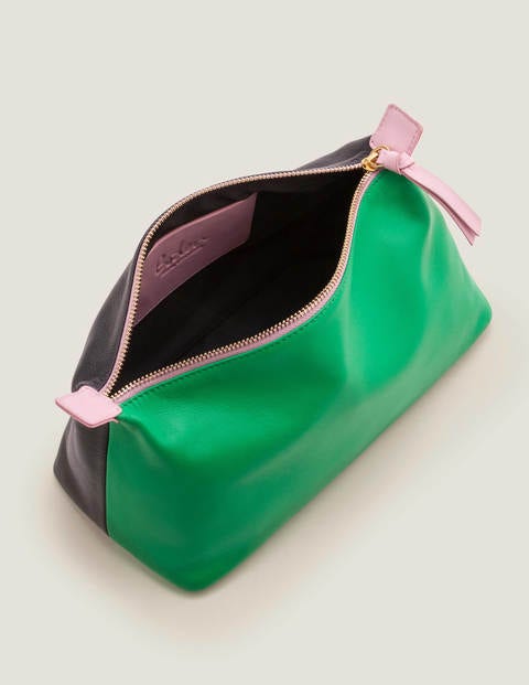 Leather Washbag - Navy/Rich Emerald Leather Washbag - Navy/Rich Emerald