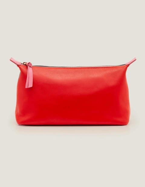 Leather Washbag - Post Box Red/Navy Leather Washbag - Post Box Red/Navy