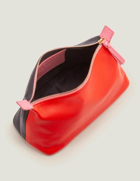 Leather Washbag - Post Box Red/Navy Leather Washbag - Post Box Red/Navy