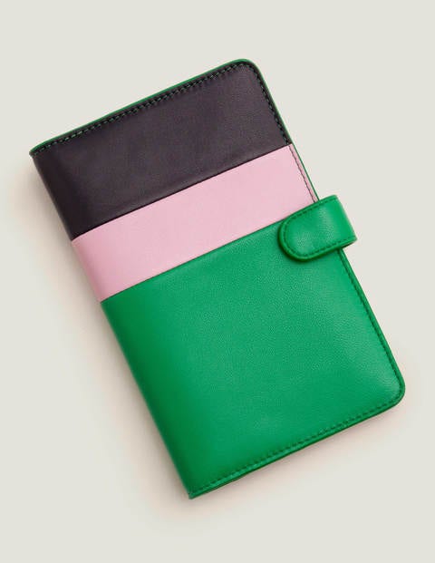 Leather Travel Wallet - Navy/Rich Emerald Leather Travel Wallet - Navy/Rich Emerald