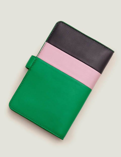 Leather Travel Wallet - Navy/Rich Emerald Leather Travel Wallet - Navy/Rich Emerald