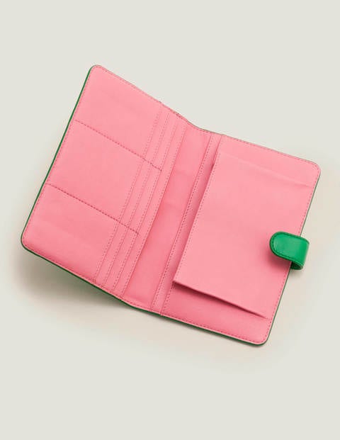Leather Travel Wallet - Navy/Rich Emerald Leather Travel Wallet - Navy/Rich Emerald