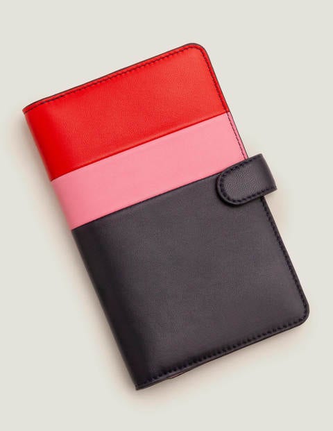Leather Travel Wallet - Post Box Red/Navy Leather Travel Wallet - Post Box Red/Navy
