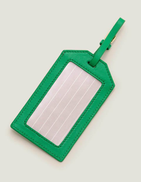 Leather Luggage Tag - Navy/Rich Emerald Leather Luggage Tag - Navy/Rich Emerald