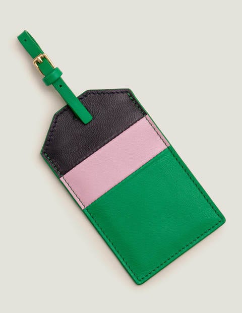 Leather Luggage Tag - Navy/Rich Emerald Leather Luggage Tag - Navy/Rich Emerald