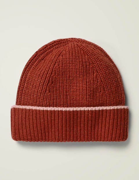 Ribbed Beanie - Conker/Chalky Pink Ribbed Beanie - Conker/Chalky Pink