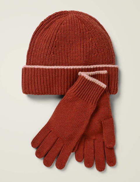 Ribbed Beanie - Conker/Chalky Pink Ribbed Beanie - Conker/Chalky Pink