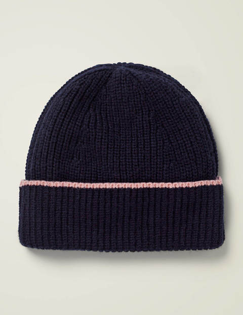 Ribbed Beanie - Navy/Chalky Pink Ribbed Beanie - Navy/Chalky Pink