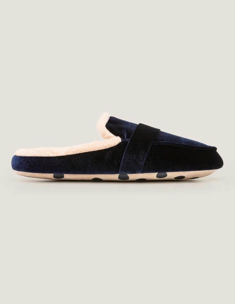 Cosy Velvet Mule Slippers - Navy Cosy Velvet Mule Slippers - Navy