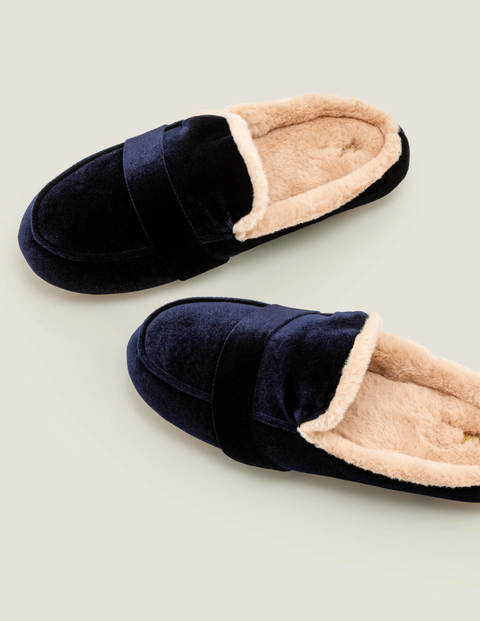Cosy Velvet Mule Slippers - Navy Cosy Velvet Mule Slippers - Navy
