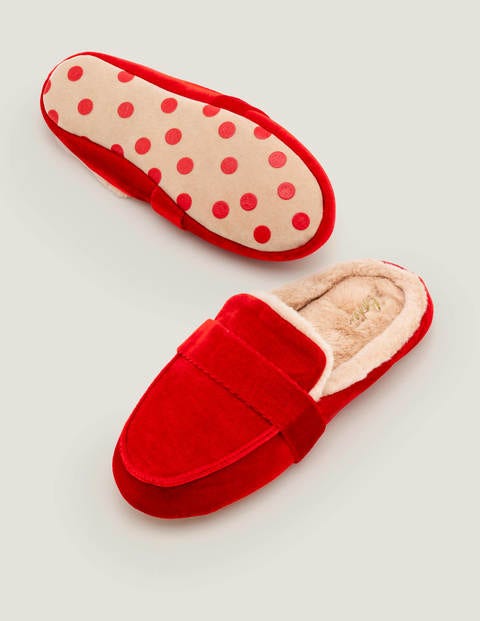 Cosy Velvet Mule Slippers - Red Cosy Velvet Mule Slippers - Red