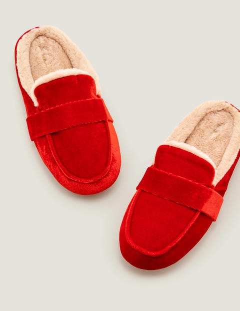 Cosy Velvet Mule Slippers - Red Cosy Velvet Mule Slippers - Red