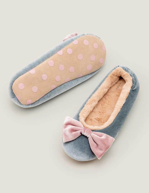 Cosy Velvet Bow Slippers - Cloud Burst Cosy Velvet Bow Slippers - Cloud Burst