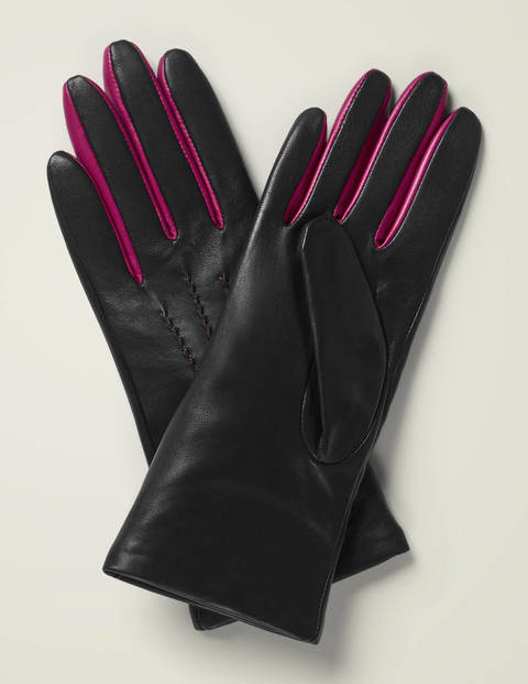 Leather Gloves - Black/Vibrant Plum Leather Gloves - Black/Vibrant Plum