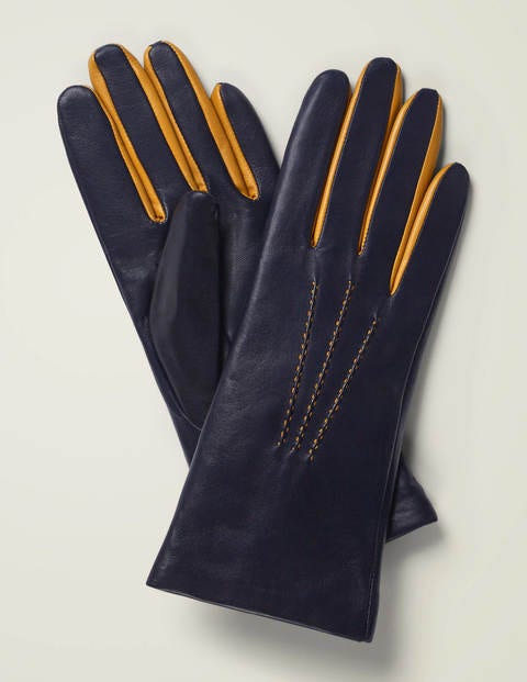 Leather Gloves - Navy/Honey Mustard Leather Gloves - Navy/Honey Mustard