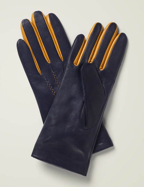 Leather Gloves - Navy/Honey Mustard Leather Gloves - Navy/Honey Mustard