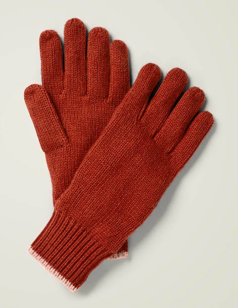 Handschuhe In Rippenstrick - Kastanie/Kreiderosa Handschuhe In Rippenstrick - Kastanie/Kreiderosa