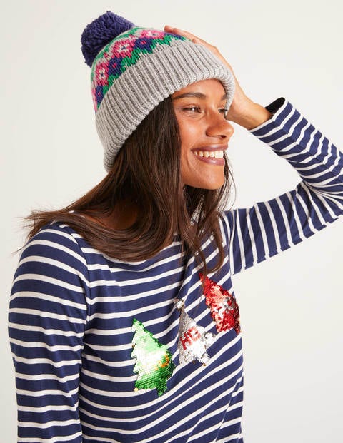 Bonnet Brillant À Motif Jacquard - Gris chiné Bonnet Brillant À Motif Jacquard - Gris chiné