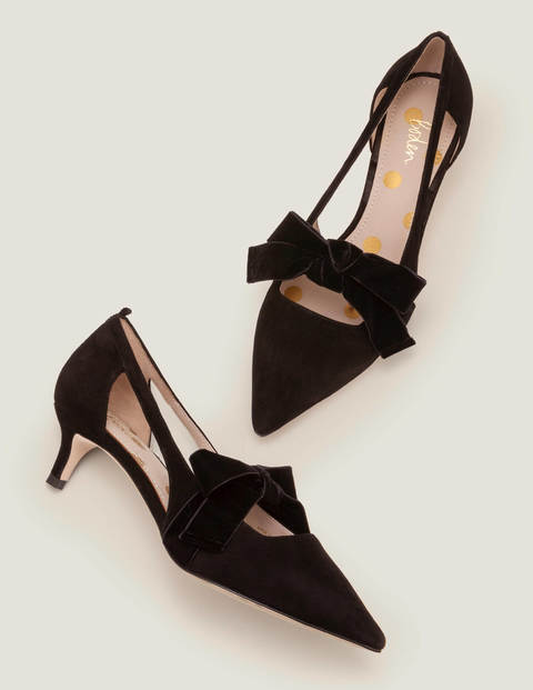 black velvet kitten heel shoes