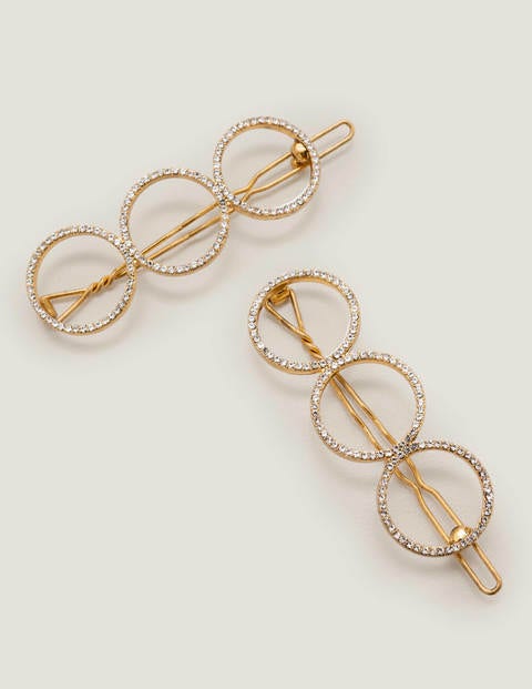Jewelled Hair Slides - Gold Metallic Jewelled Hair Slides - Gold Metallic