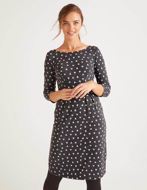 Penny Jersey Dress - Charcoal, Country Ditsy Penny Jersey Dress - Charcoal, Country Ditsy