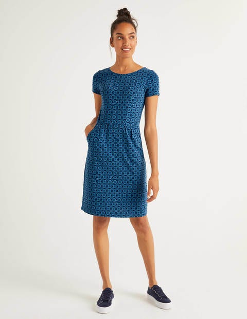 Phoebe Jersey Dress - Aegean Blue, Sun Dial Phoebe Jersey Dress - Aegean Blue, Sun Dial
