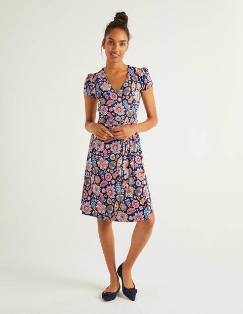 Summer Wrap Dress - French Navy, Festival Paisley Summer Wrap Dress - French Navy, Festival Paisley