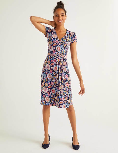 Summer Wrap Dress - French Navy, Festival Paisley Summer Wrap Dress - French Navy, Festival Paisley