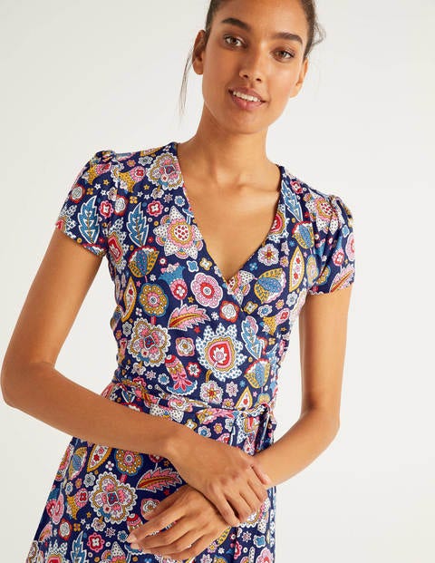 Summer Wrap Dress - French Navy, Festival Paisley Summer Wrap Dress - French Navy, Festival Paisley