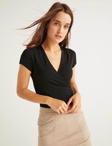 Short Sleeve Wrap Top - Black Short Sleeve Wrap Top - Black