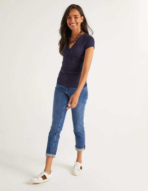 Short Sleeve Wrap Top - Navy Short Sleeve Wrap Top - Navy