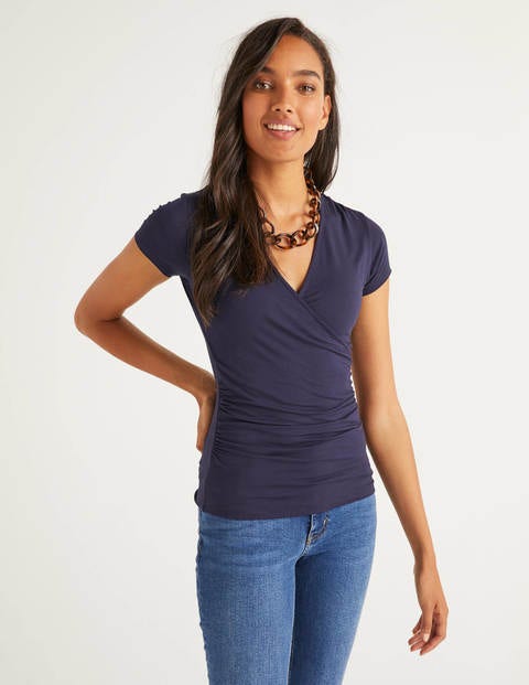 Short Sleeve Wrap Top - Navy Short Sleeve Wrap Top - Navy
