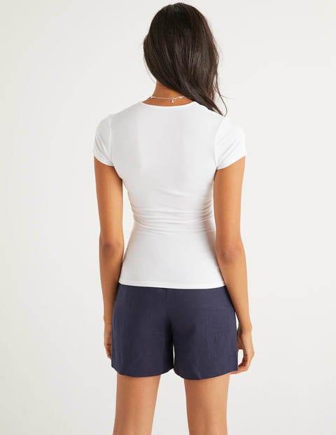 Short Sleeve Wrap Top - White Short Sleeve Wrap Top - White