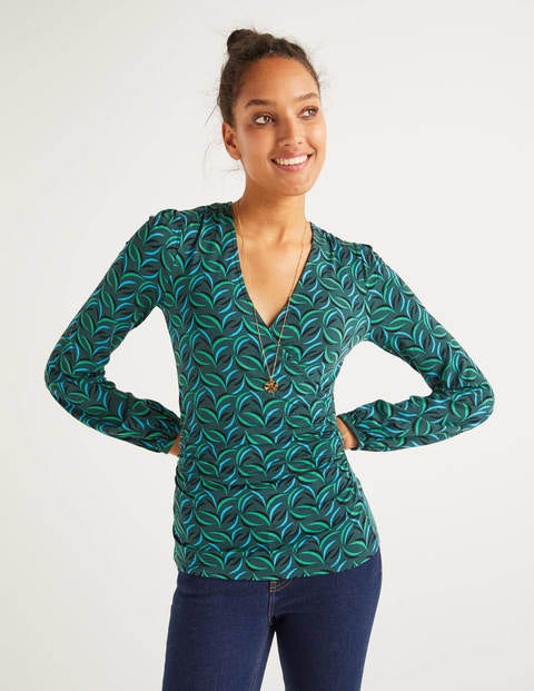 Elodie Jersey Wrap Top - Midnight Garden, Floret Spray Elodie Jersey Wrap Top - Midnight Garden, Floret Spray