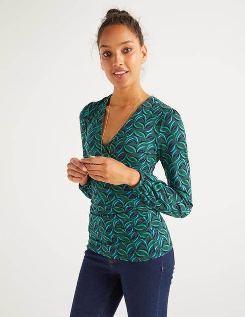 Elodie Jersey Wrap Top - Midnight Garden, Floret Spray Elodie Jersey Wrap Top - Midnight Garden, Floret Spray