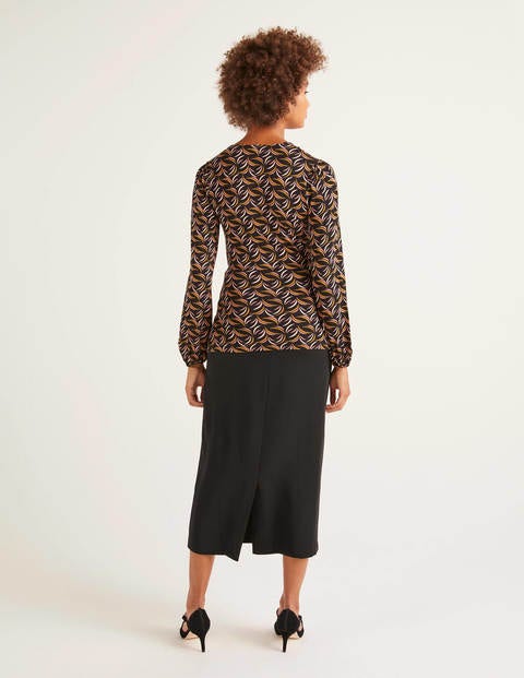 Elodie Jersey Wrap Top - Black, Floret Spray Elodie Jersey Wrap Top - Black, Floret Spray
