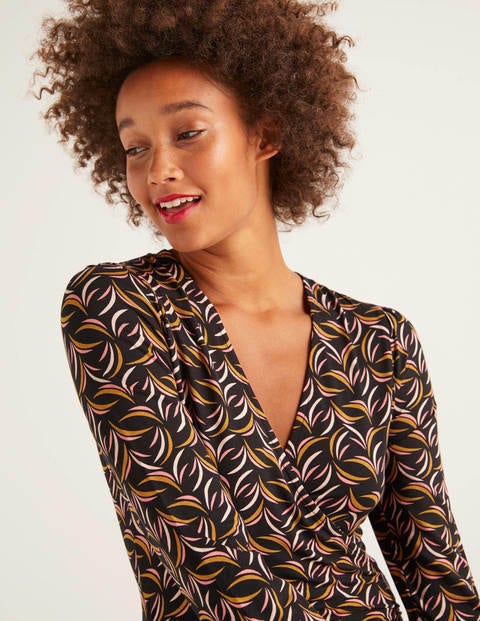 Elodie Jersey Wrap Top - Black, Floret Spray Elodie Jersey Wrap Top - Black, Floret Spray