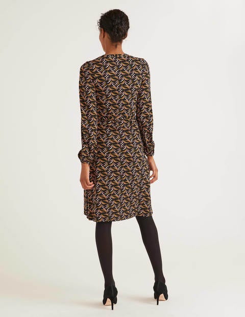 Elodie Wickelkleid Aus Jersey - Schwarz, Streublumen Elodie Wickelkleid Aus Jersey - Schwarz, Streublumen