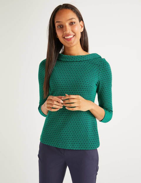 Bessie Jacquard Top - Highland Green Ornamental Tile Bessie Jacquard Top - Highland Green Ornamental Tile