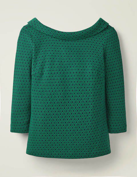 Bessie Jacquard Top - Highland Green Ornamental Tile Bessie Jacquard Top - Highland Green Ornamental Tile