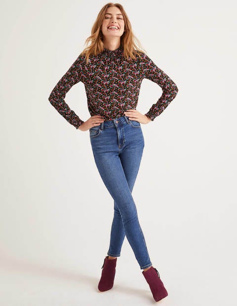 Connie Jersey Top - Black, Floral Wave Multi Connie Jersey Top - Black, Floral Wave Multi