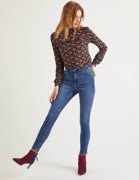 Connie Jersey Top - Black, Floral Wave Multi Connie Jersey Top - Black, Floral Wave Multi