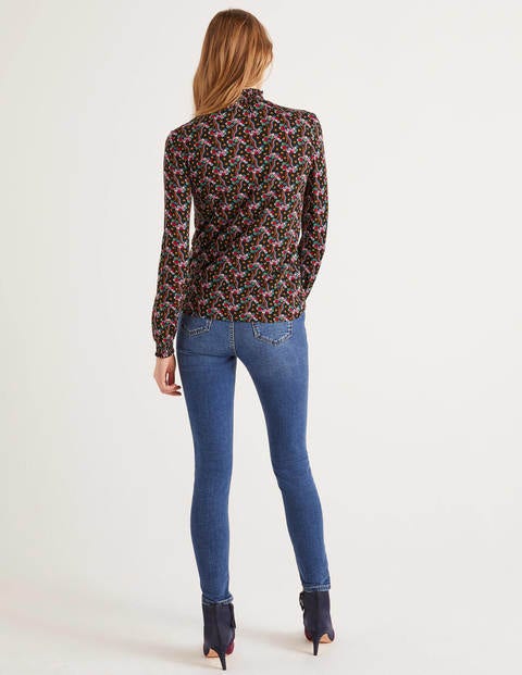 Connie Jersey Top - Black, Floral Wave Multi Connie Jersey Top - Black, Floral Wave Multi
