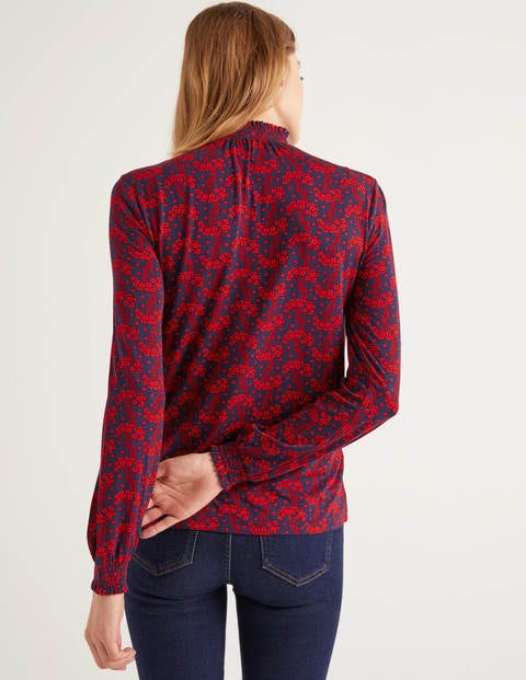 Connie Jersey Top - French Navy, Floral Wave Mono Connie Jersey Top - French Navy, Floral Wave Mono