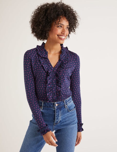 Alberta Jersey Shirt - Navy, Country Ditsy Alberta Jersey Shirt - Navy, Country Ditsy
