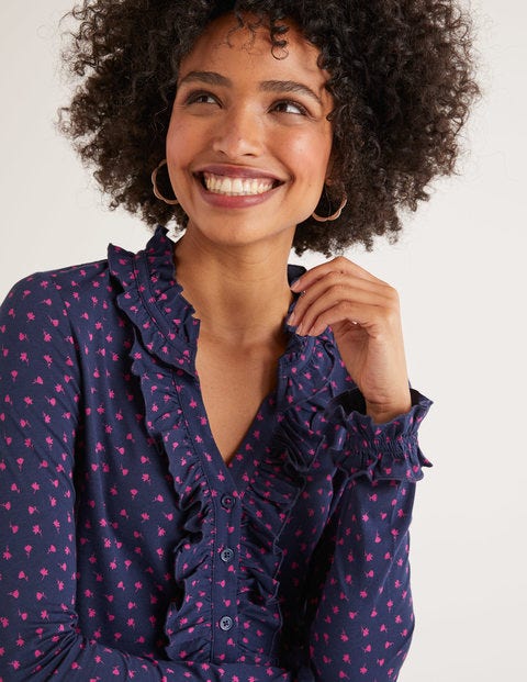 Alberta Jersey Shirt - Navy, Country Ditsy Alberta Jersey Shirt - Navy, Country Ditsy